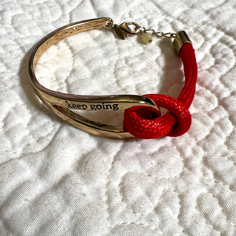 Red Corded Inspirational Bracelet Says “Keep Going” Motivational Gift